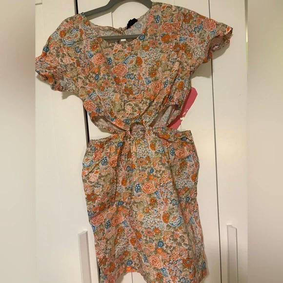 Lucca Carnation Cutout Mini dress orange floral, NWOT Xsmall - Picture 3 of 10